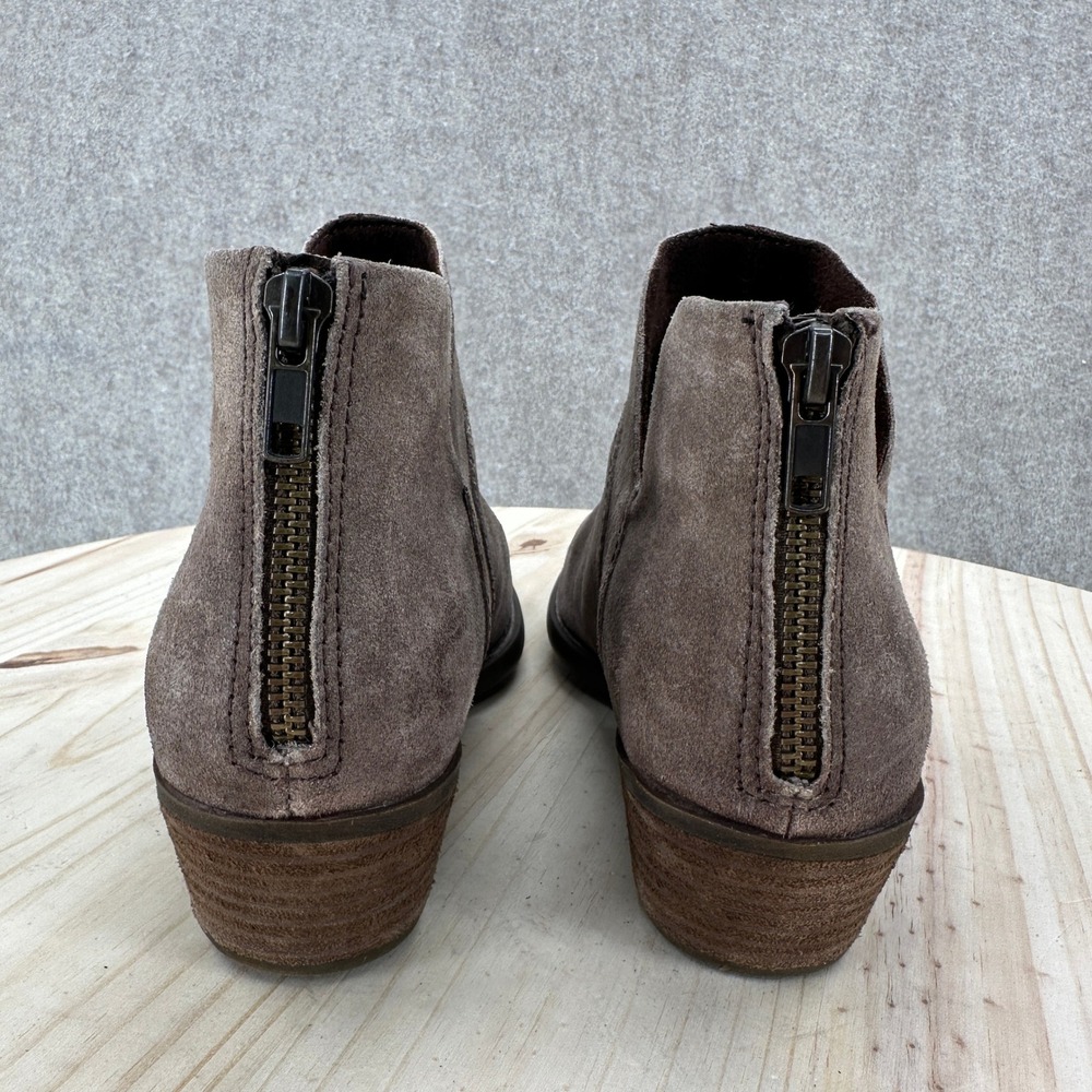 Born Sherri Taupe Suede Ankle Boots Back Zip Cutout Block Heel Brown Womens 8M - Picture 8 of 14